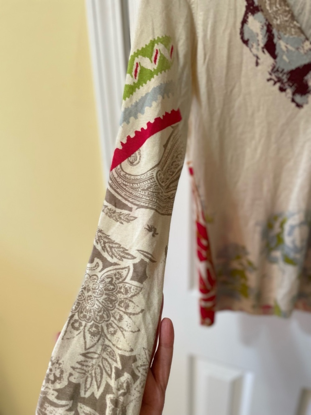 Etro Milano Size 42 Silk Cashmere Blend Top Paisley Floral Italy - Picture 5 of 9